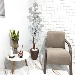 Cerejeira Artificial Japonesa Branca Vaso Liso Pedra 150cm Decoração