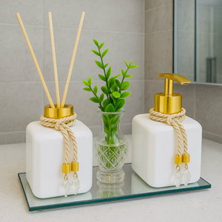 Kit Lavabo Pet Vasinho Com Flor Bandeja Aromatizador e Saboneteira Luxo em Oferta na Shopee