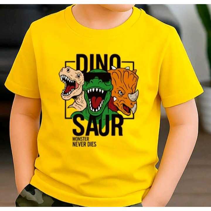 Camiseta Infantil Menino Estampa Dinossauros Trio de Dinos T-Rex Tiranoussauro Malha 100% Algodão