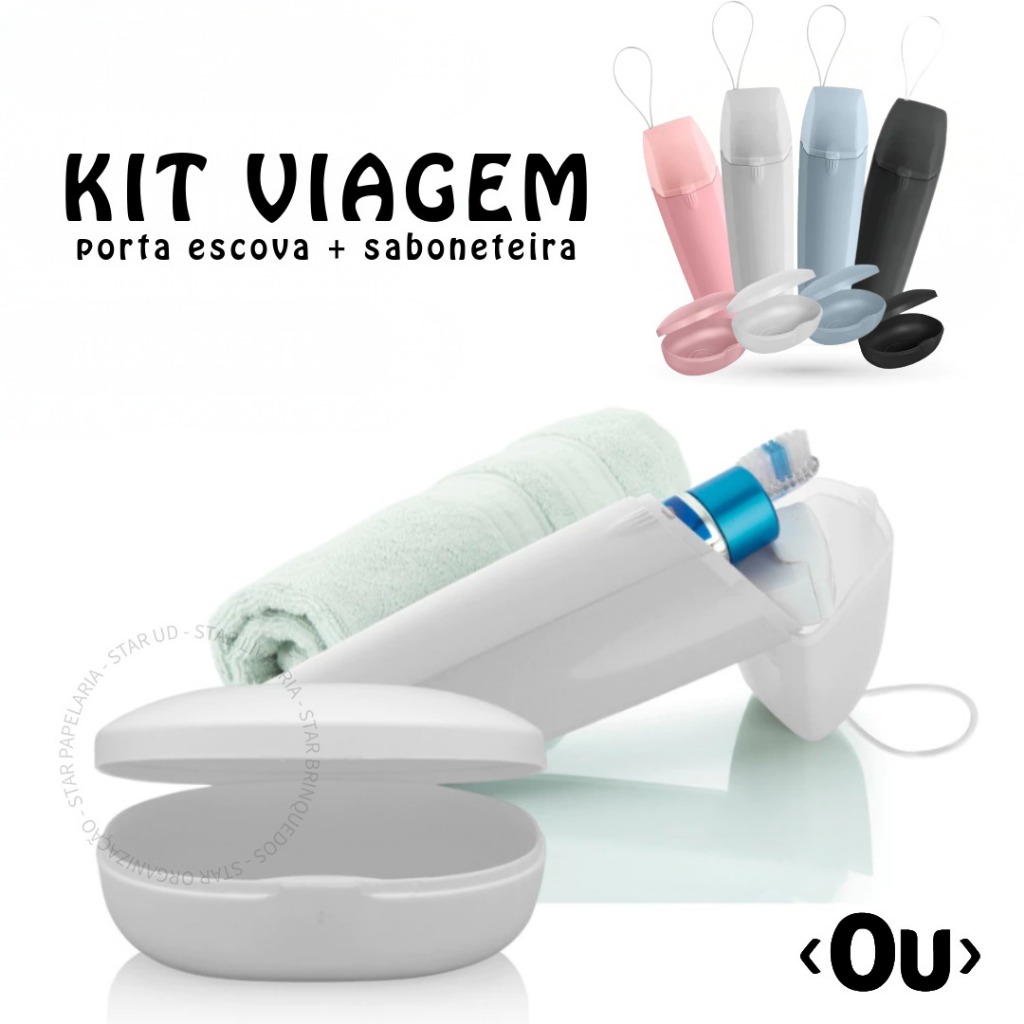 Kit Viagem Estojo Porta Escovas e Saboneteira Viagem Bolsa Mala OU Case para Escova Creme Dental Sabonete Viagem Dia a D