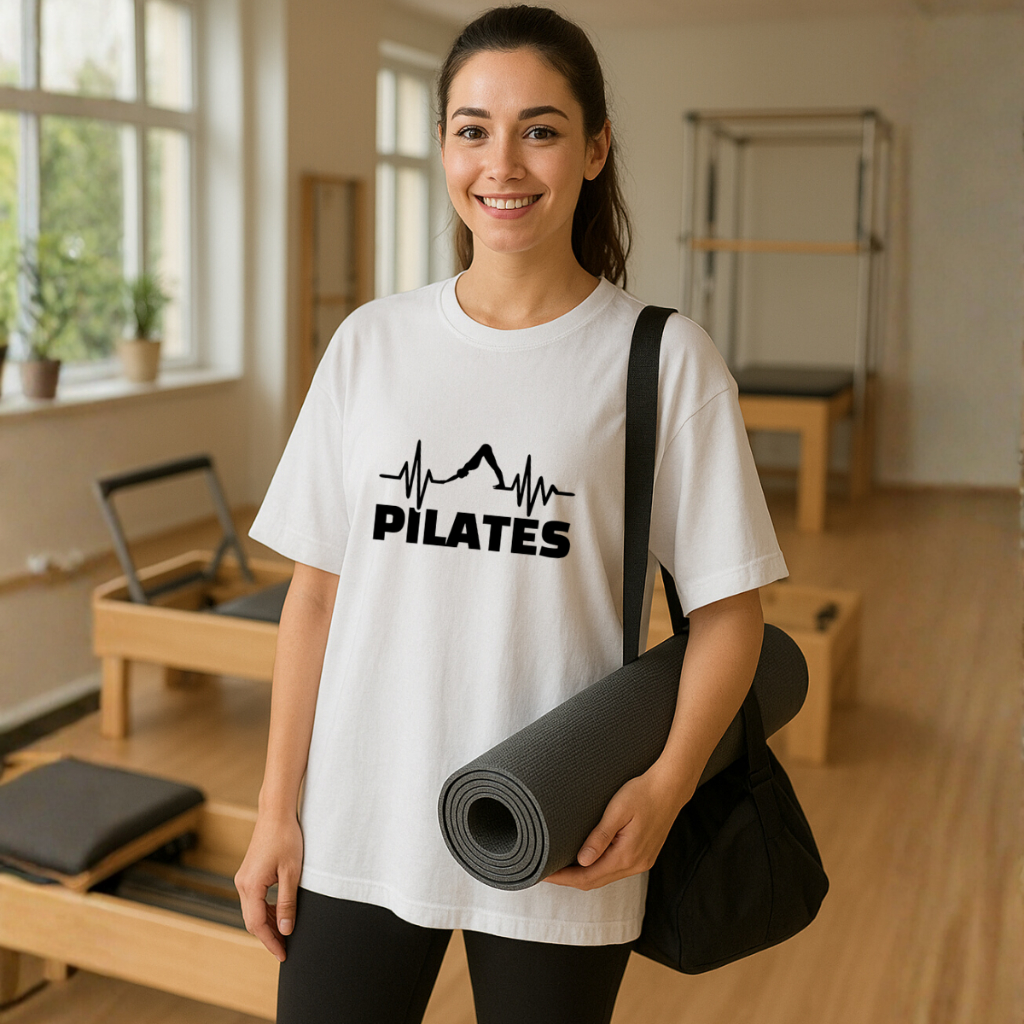 Camiseta Básica Camisa Algodão Estampada Exercício Treino  Pilates Alongamento