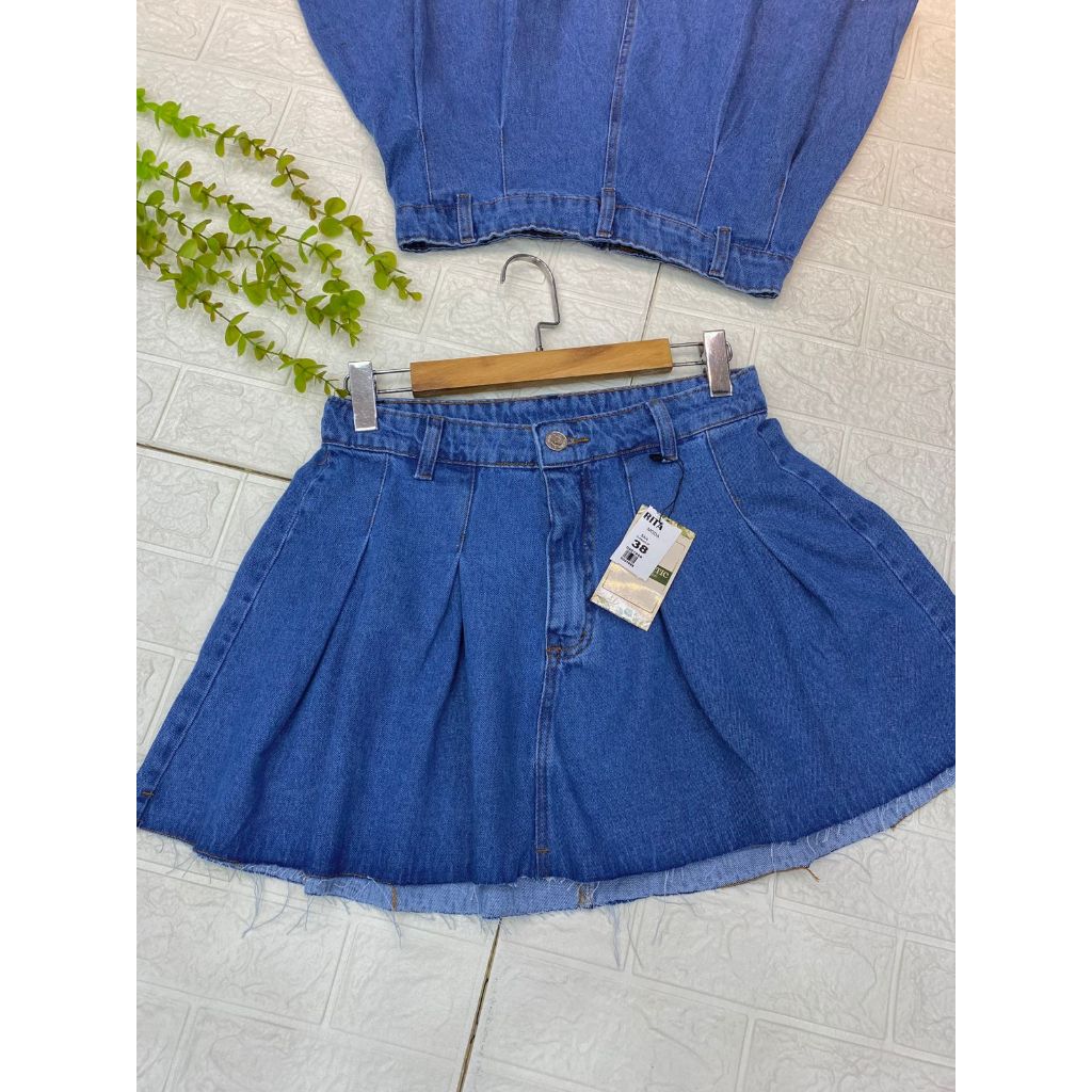 saia jeans pinçada, moda bloguerinha, Promoção envio aleatório cor e modelo em Oferta na Shopee