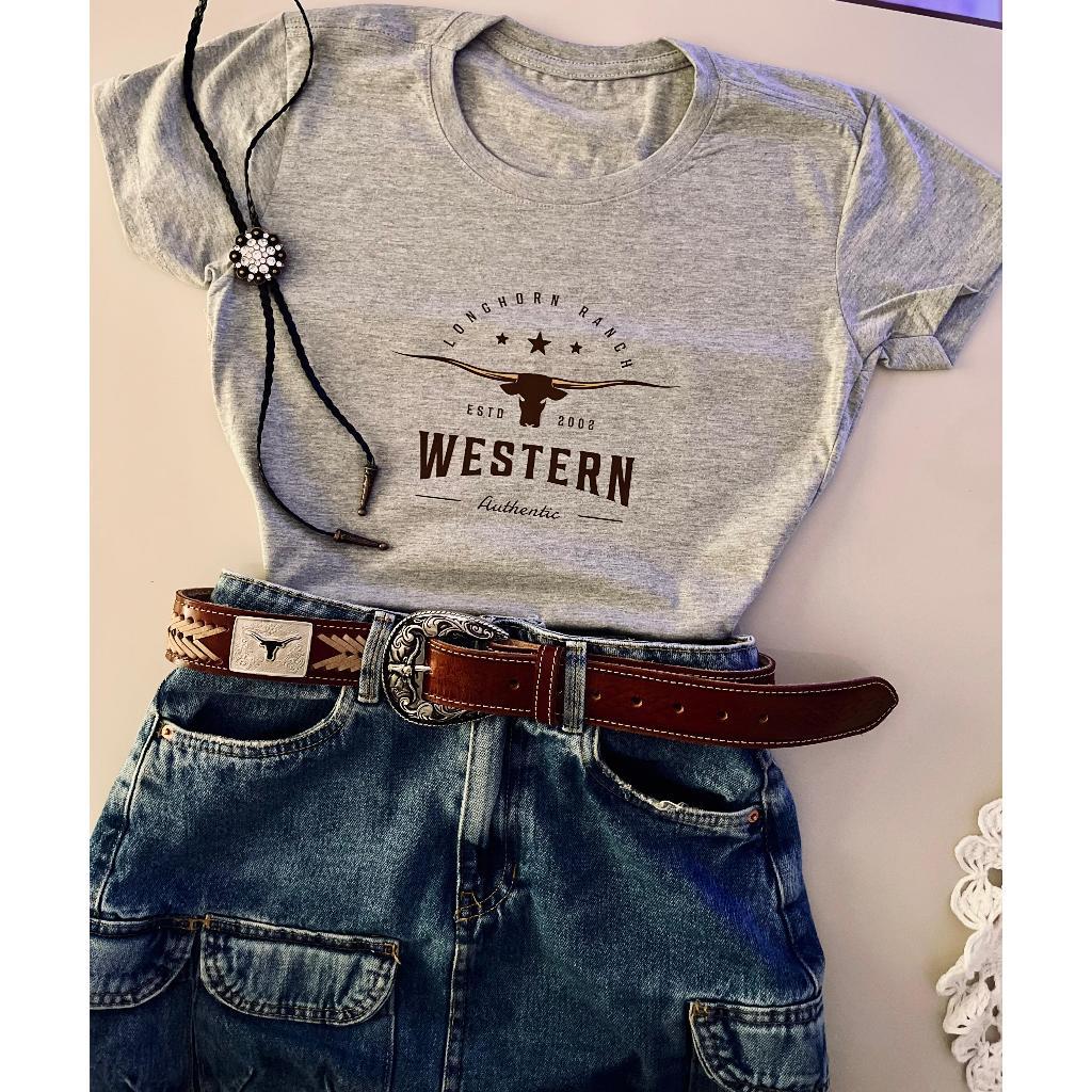 Camiseta Feminina Country Cowgirl – Blusa T-Shirt Estilo Rodeio Moda Western Boiadeira Agro Chic em Oferta na Shopee