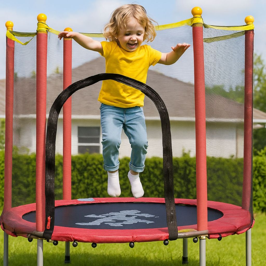 Cama Elástica Infantil 1,40m com Rede de Proteção – Trampolim Pula Pula Seguro até 50kg Compacta