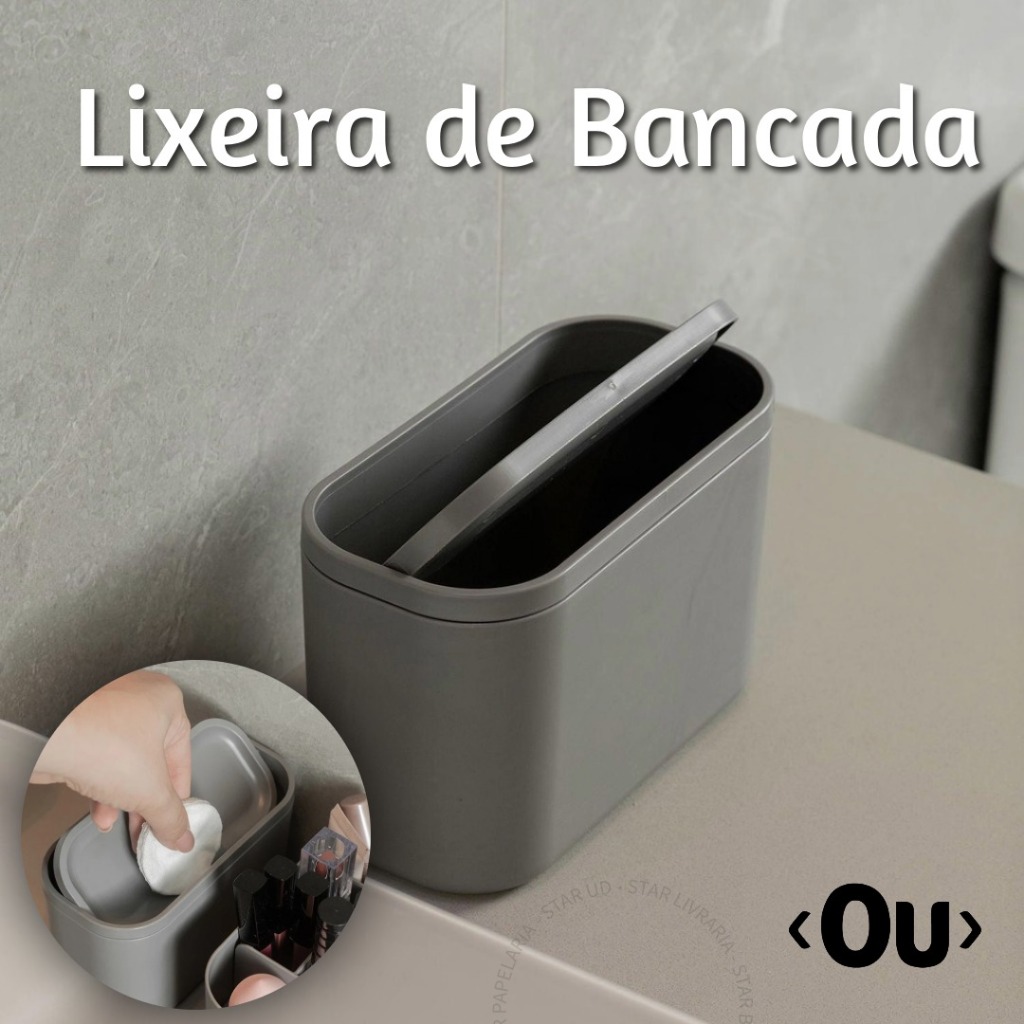 Lixeira de Bancada Basculante Maquiagem Banheiro Lavabo Pia Estudo Escritorio Organizador Bancada Linha Bold OU em Oferta na Shopee