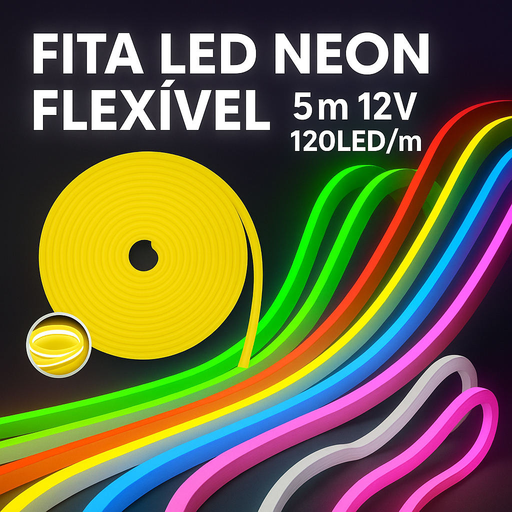 Fita Led Neon Flexível 5m 12v 120led/m Siliconada Alto Brilho em Oferta na Shopee