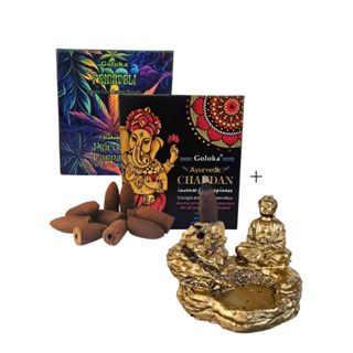 Kit Incenso Goloka Cone Efeito Cascata e Incensário Cascata Escolha Suas Fragâncias em Oferta na Shopee