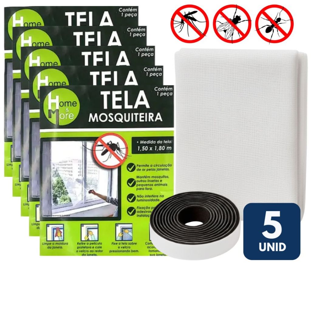 Tela Mosquiteiro Para Janela 1,3x1,5m Com Autocolante Com Velcro Top Util Anti-inseto Mosquito Janela Pernilongo