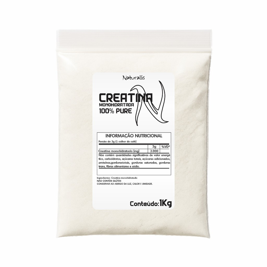 Creatina Monohidratada 100% Pura 1Kg com Laudo