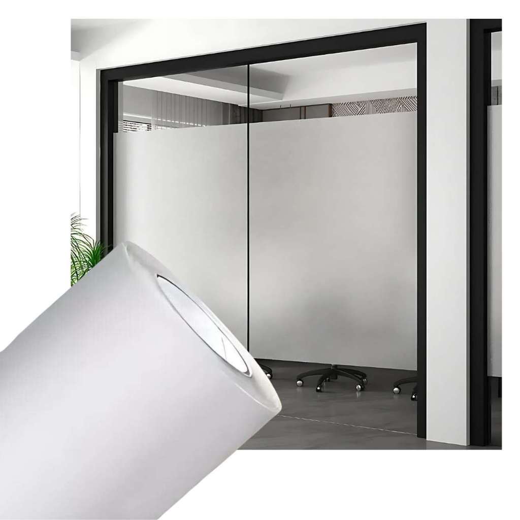 Película Adesivo Jateado Cristal para Vidros Box Janelas  Portas Privacidade e Decoração Pode Lavar
