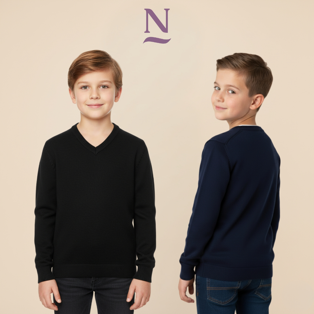 Suéter Infantil Masculino Gola V Tricô Nale Moda Qualidade no Inverno