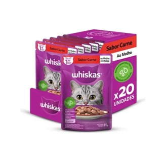 Kit com 20 Sachês Whiskas para Gatos Adultos Carne 85gr em Oferta na Shopee