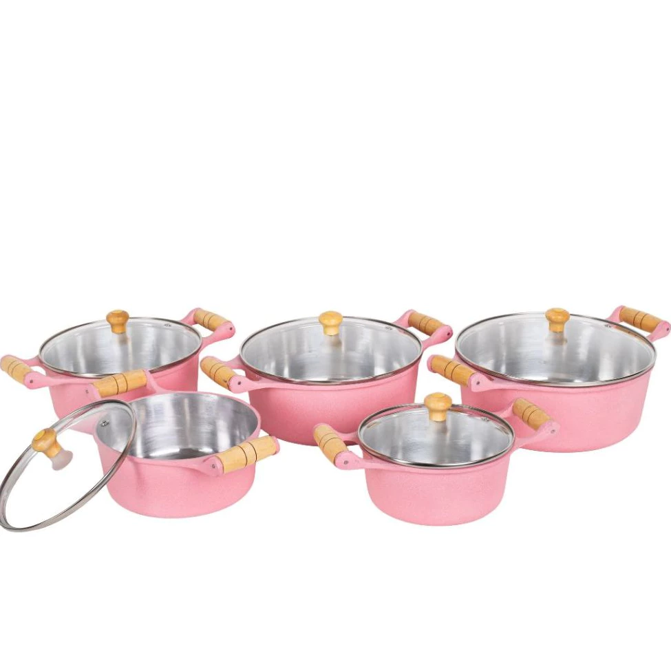 Jogo Panelas Rosa Alumínio Batido Grosso Tampa De vidro unidade avulsa ou kit Cozinha Rosa — imagem 1