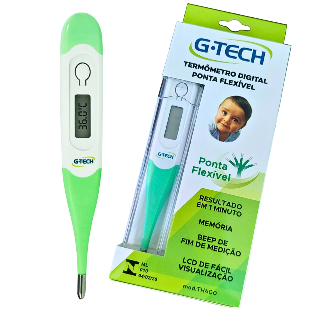 Termômetro Digital Clínico TH400 com Ponta Flexível Resistente à Água - G-Tech em Oferta na Shopee