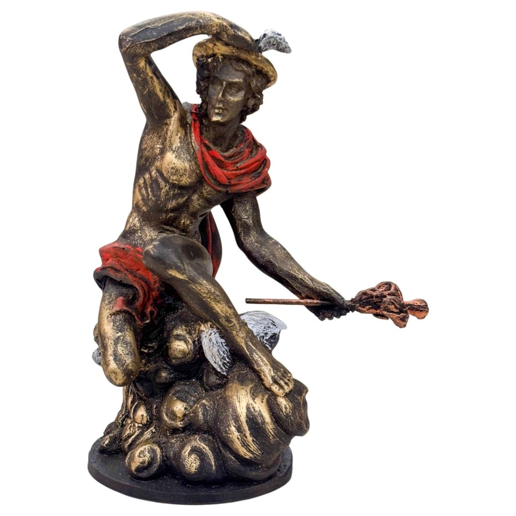 Estatua Hermes Mercurio Mensageiro Deus Grego Mensageiro Estatueta Decorativa Enfeite em Resina