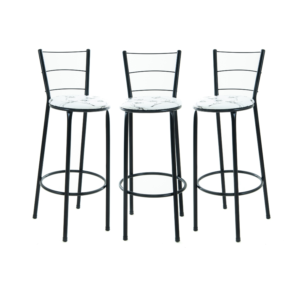 3 Banquetas Alta Encosto 3 Arames Cozinha Bancada Gourmet