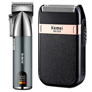 Kit Máquina de Cortar Cabelo e Barbeador Elétrico Shaver Acabamento Sem Fio Recarregável USB em Oferta na Shopee