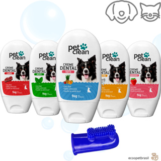 Creme Dental Pasta de Dente Pet + Dedeira para Cachorro e Gato Pet Clean - 60g em Oferta na Shopee