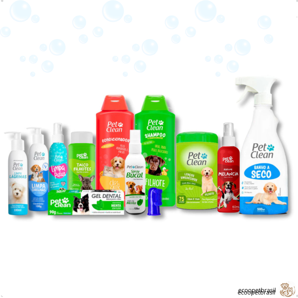 Kit Banho Saúde Bucal e Higiene Completo para Cachorro Cães e Gato Filhote 12 itens - Pet Clean