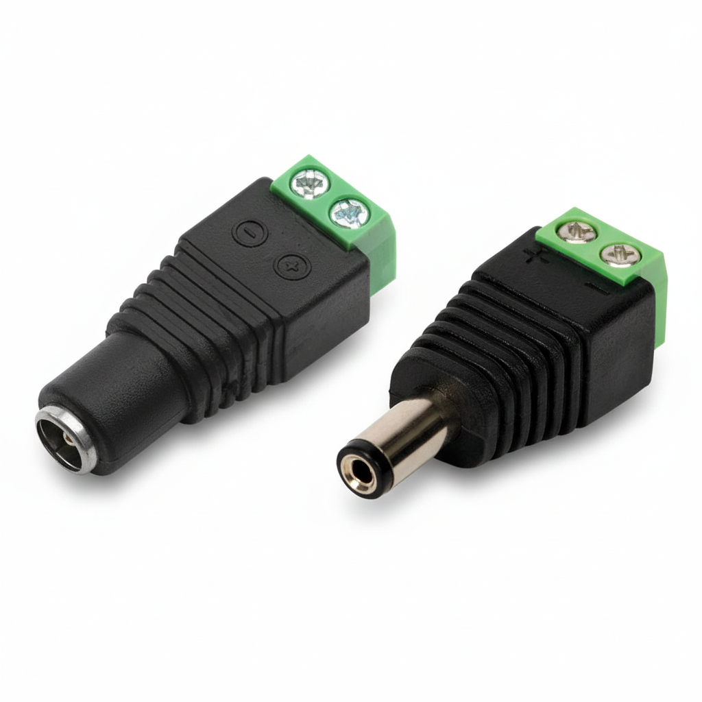 Kit 10 Conector fonte Plug p4 Fêmea e Macho 12v Adaptador com Borne Conector fita LED