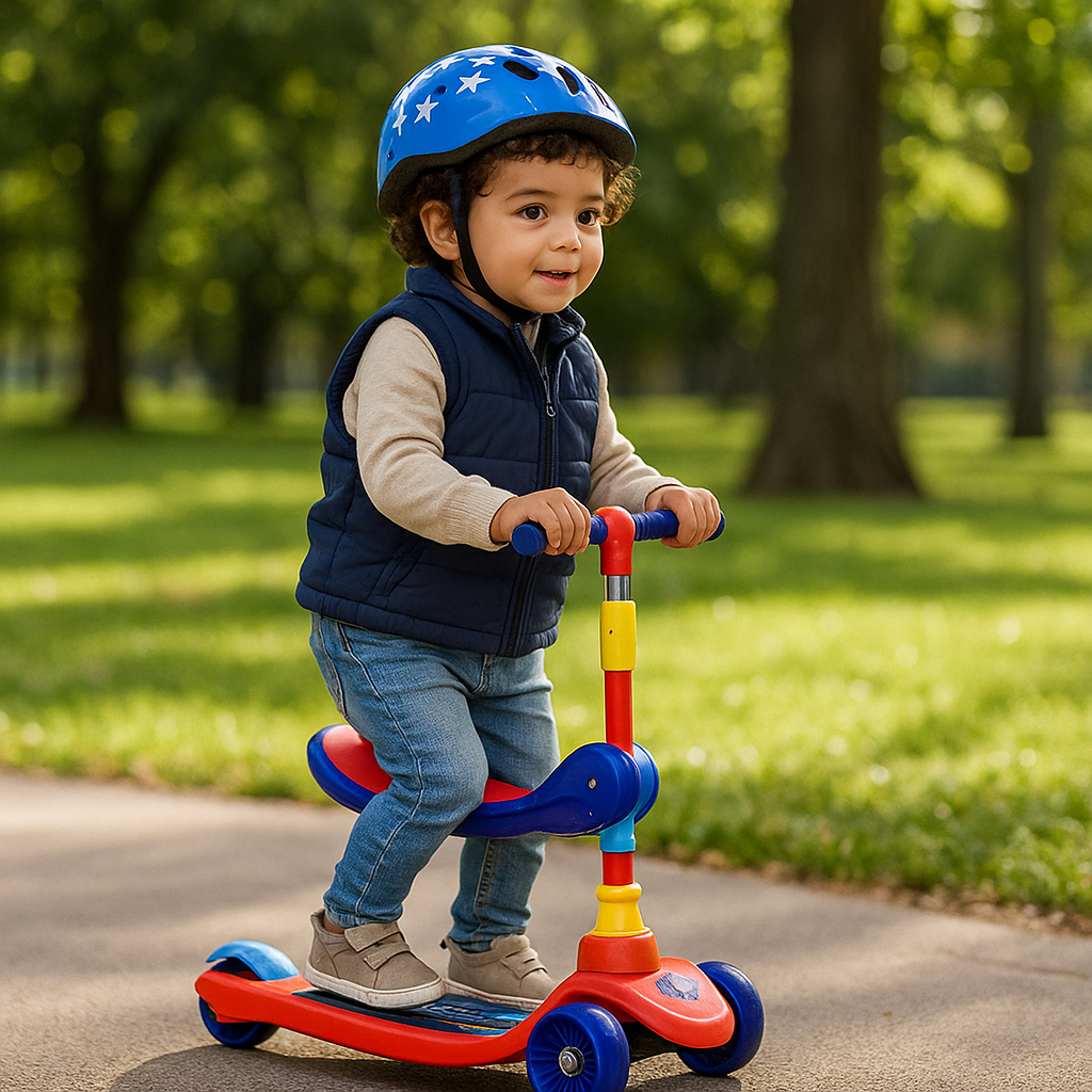 Patinete Infantil 2 em 1 com Banco Ajustável Rosa Azul Scooter Equilíbrio Criança Menina Menino