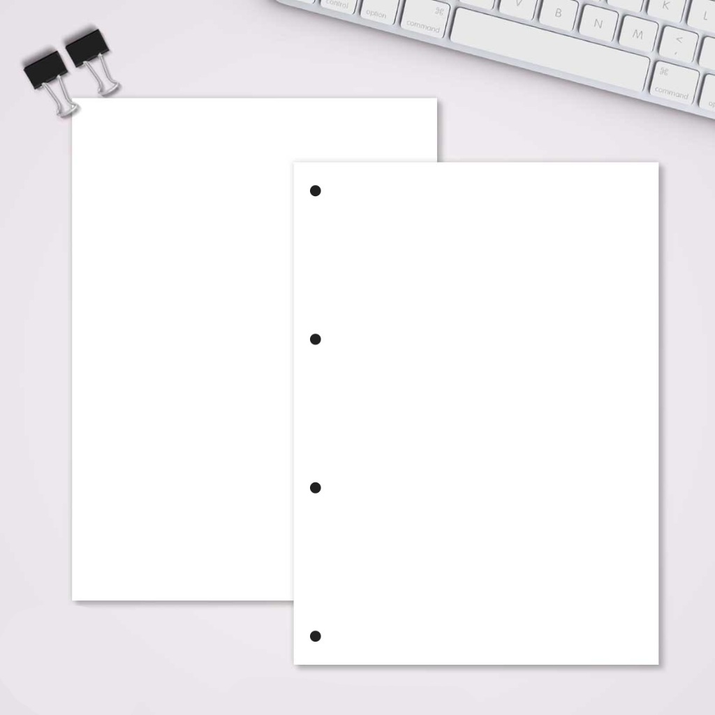 Refil Folha Fichário Universitário Sem Pauta - básico | 100 Folhas - 4 Furos