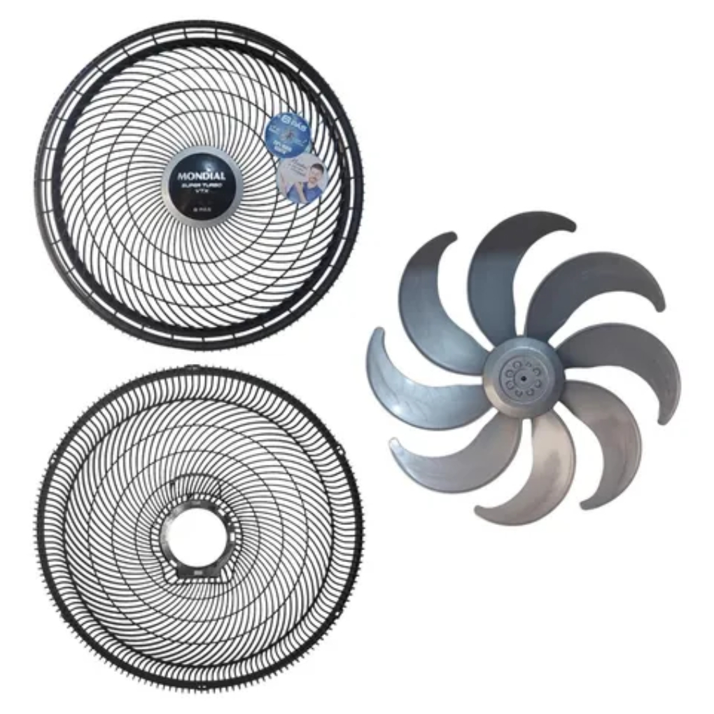 Grade Traseira + Dianteira + Hélice 8 Pás Ventilador Mondial Vtx-50 Vt-51 50CM