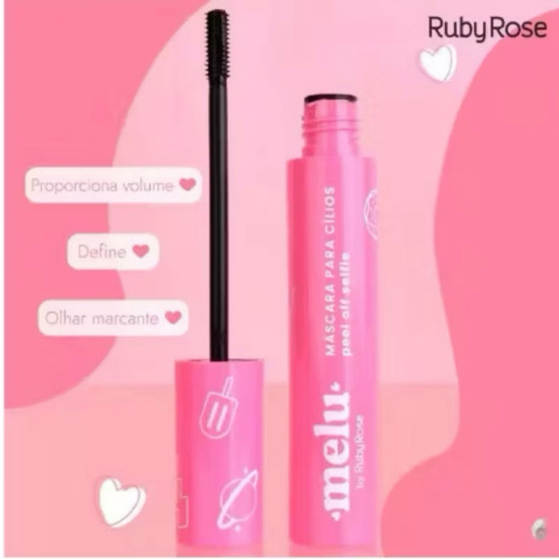 MÁSCARA PARA CÍLIOS PEEL OFF ROSA PROMOÇÃO, Rímel melu MELU BY RUBY ROSE KIT3/KIT6/KIT/12