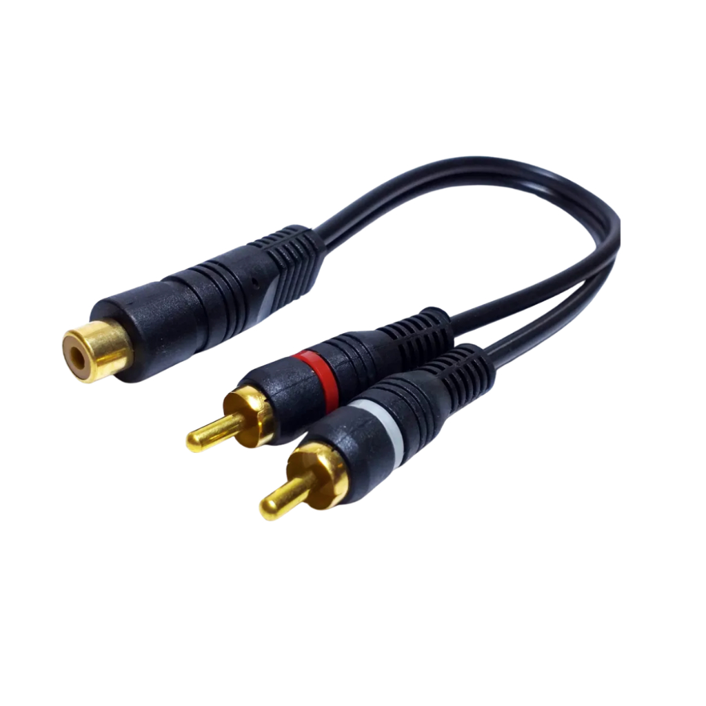 Kit Cabos RCA 1 Metro Ponta 90 Graus + 2 RCA Y 2M1F 2 Machos e 1 Fêmea Semi Blindado Sem Ruídos — imagem 2 de 2