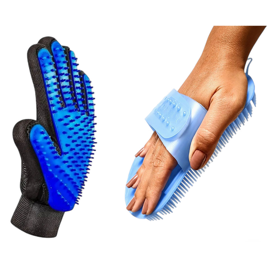 kit Banho de Lava Pet Escova E Luva Tira Pelos Cães Cachorro / Gato Gatos