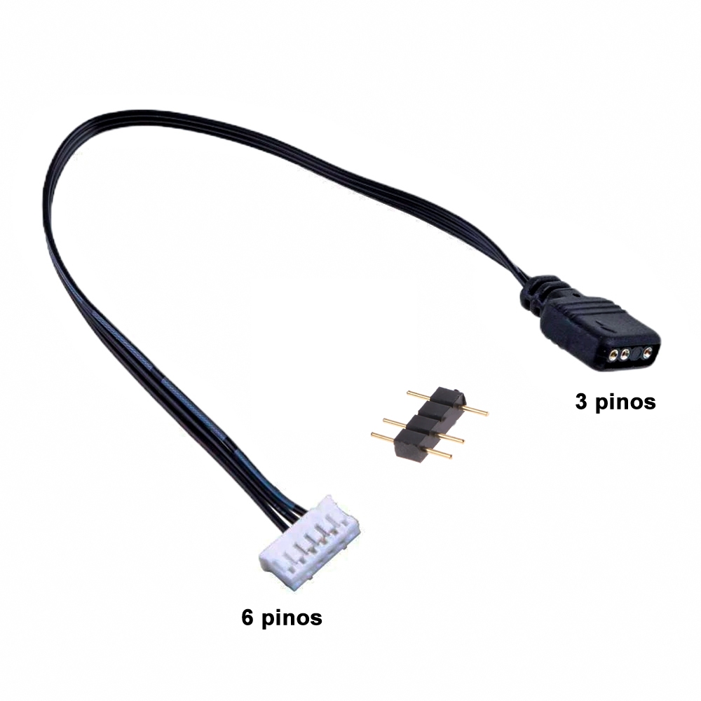 Cabo Adaptador 6 Pinos Para 3 Pinos  e  adaptador 3 Pinos Para 3 Pinos para  led ARGB em Oferta na Shopee