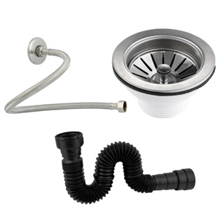 Válvula Americana Pia Cozinha + Sifão Universal 70cm Preto + Engate Flexível Inox com Nipe em Oferta na Shopee