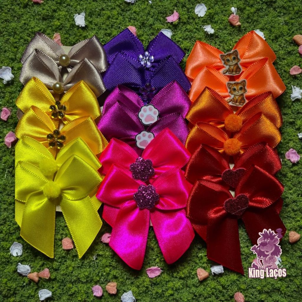 20 ou 40 Laços Lacinho de Ponta para Cachorro Laços Pet Shop Banho Tosa Kit