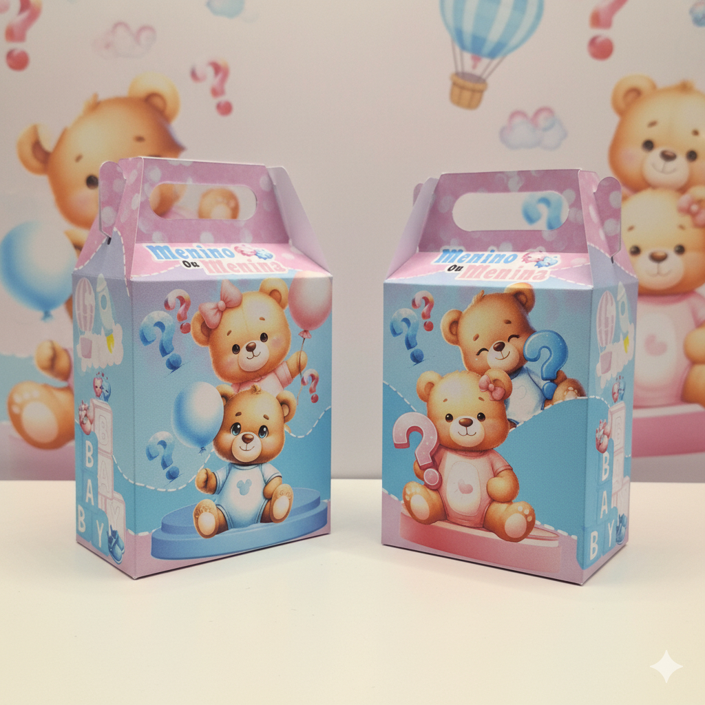Até 30un Caixinhas Decoração Maleta Surpresa / lembrancinha  Festa - Ursinho Chá Revelação Rosa e Azul Menino ou Menina em Oferta na Shopee