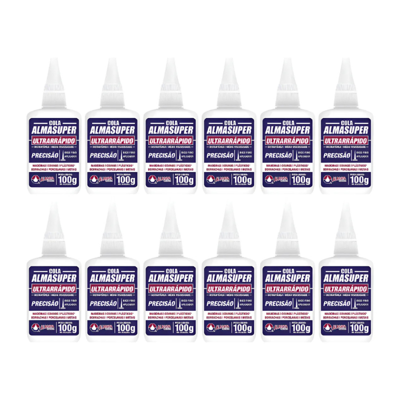 Kit 12 Cola Instantânea Almasuper Precisão 100g em Oferta na Shopee