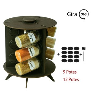 Porta Condimentos Temperos Premium Organizador Giratório 360 Graus Cozinha Tempero Organiza Luxo