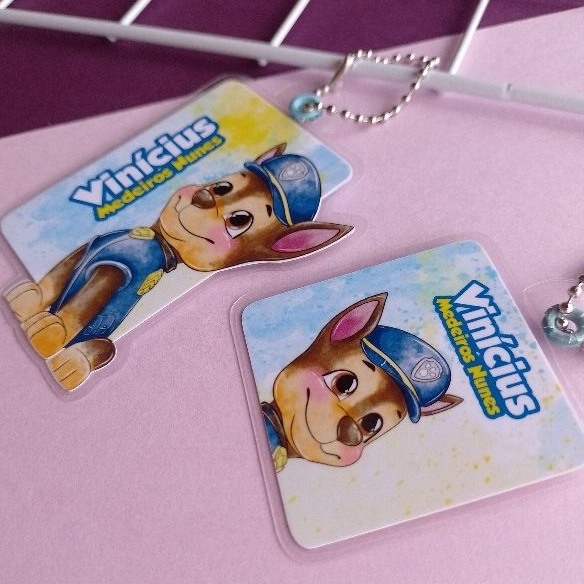 Chaveiro Tag Chase Patrulha Canina Personalizado – Identificação Escolar para Mochila Infantil em Oferta na Shopee