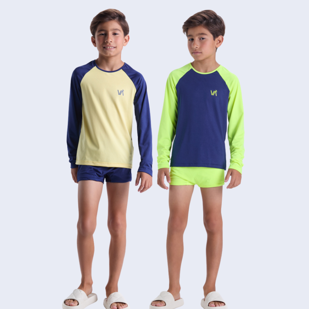 Conjunto Moda Praia UV50+ Infantil Masculino Raglan em Oferta na Shopee