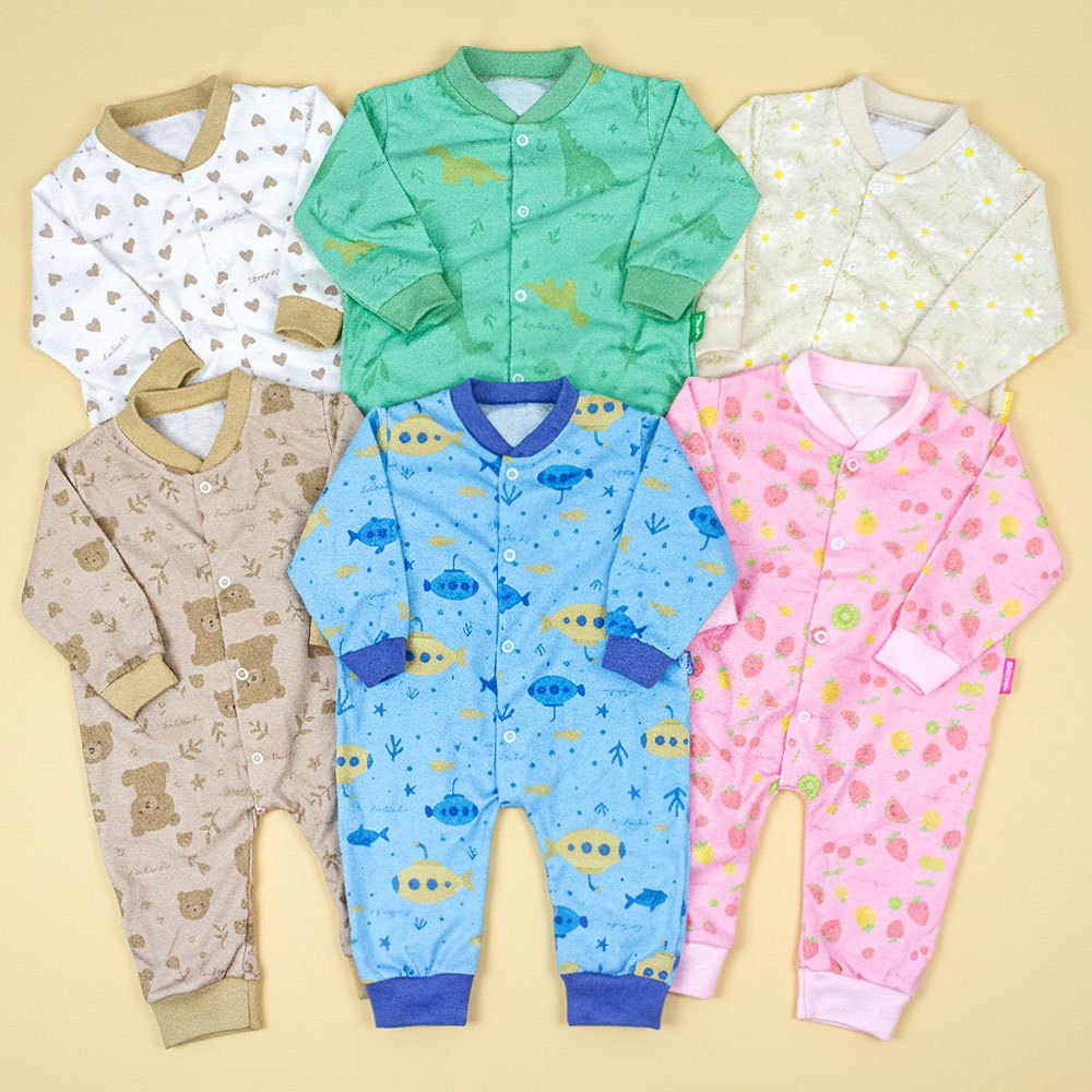 Macacão Bebê Longo Malha Macelin Algodão Estampado Confortável Até 12 Meses em Oferta na Shopee