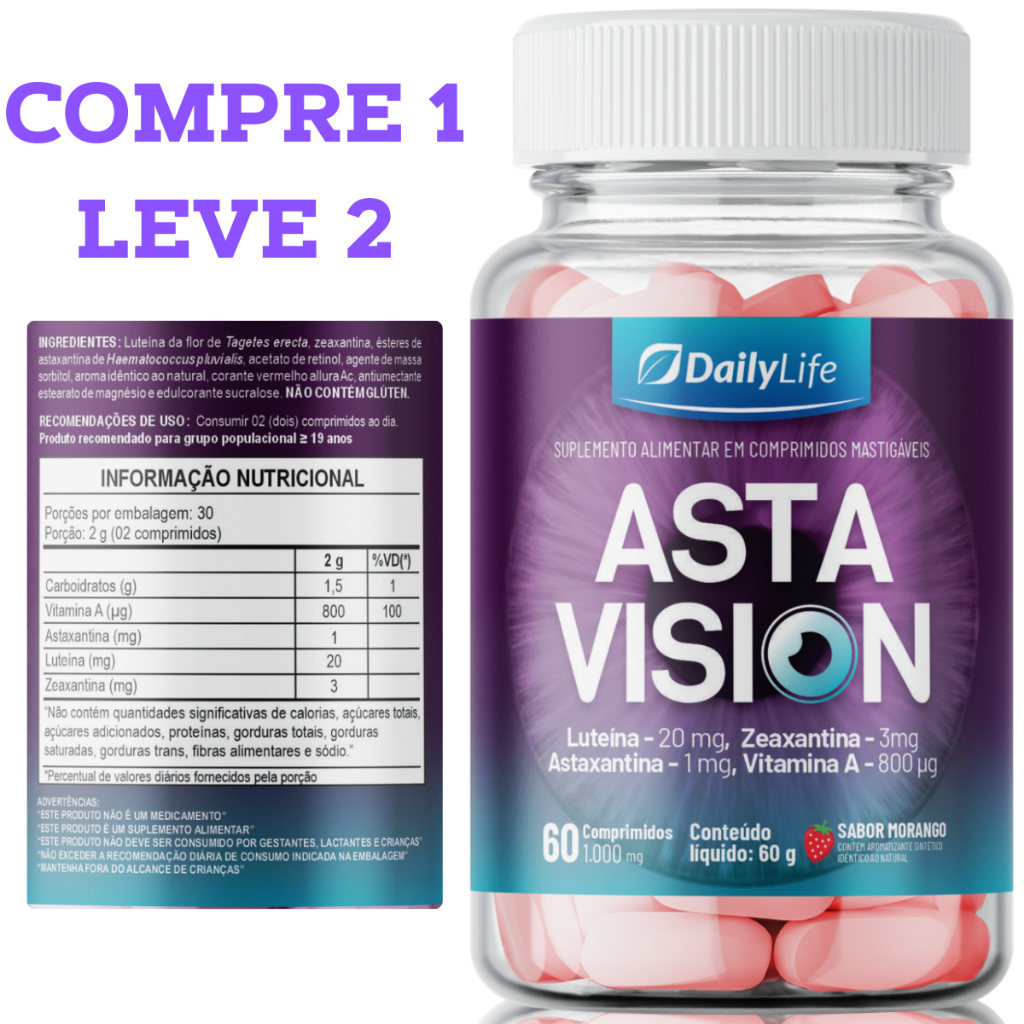 Asta Vision Suplemento Alimentar em Comprimidos Mastigáveis | DailyLife