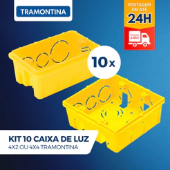 Caixa de luz 4x2 e 4x4 Amarela - Tramontina - 10 UNIDADES
