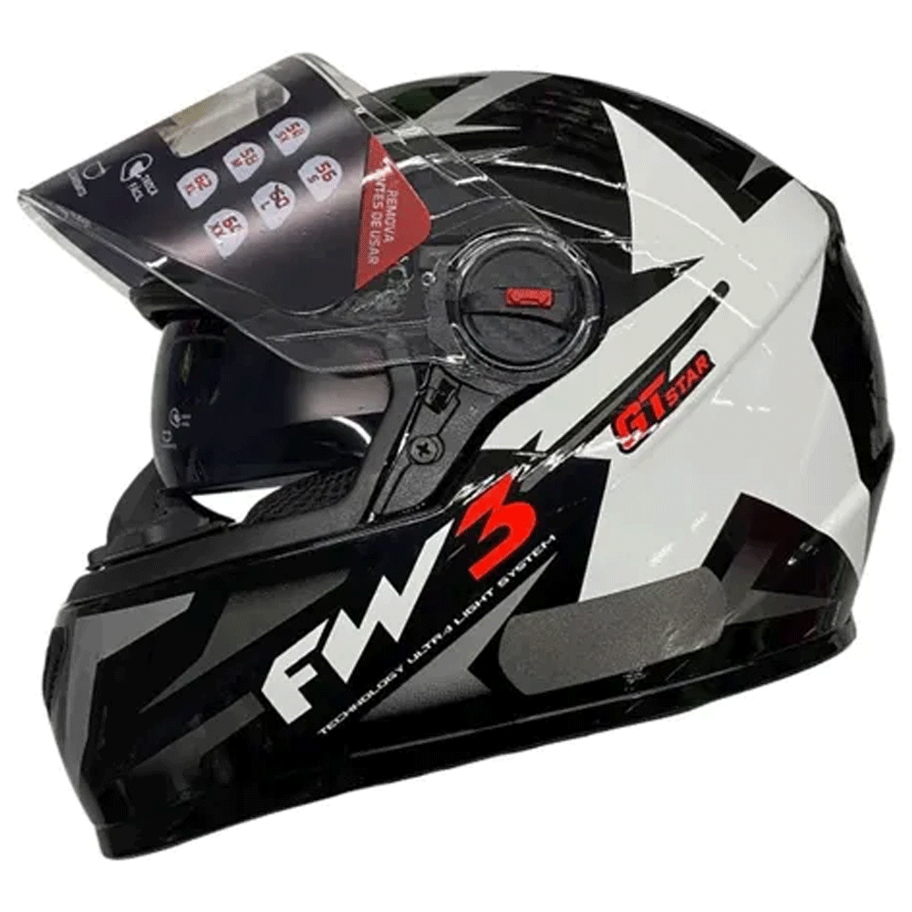 Capacete Fechado FW3 GTX Star Narigueira Alta + Viseira Interna Fumê em Oferta na Shopee