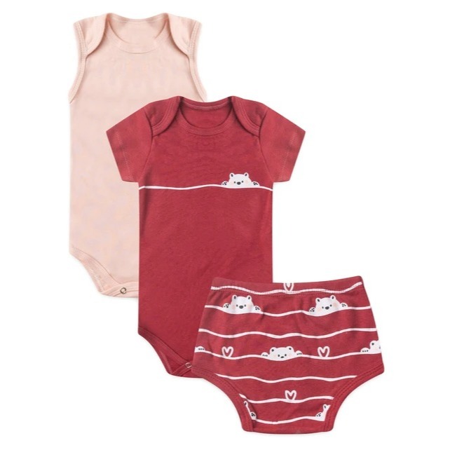 Kit Body e Tapa Fralda Bebê Menina Blush Verão
