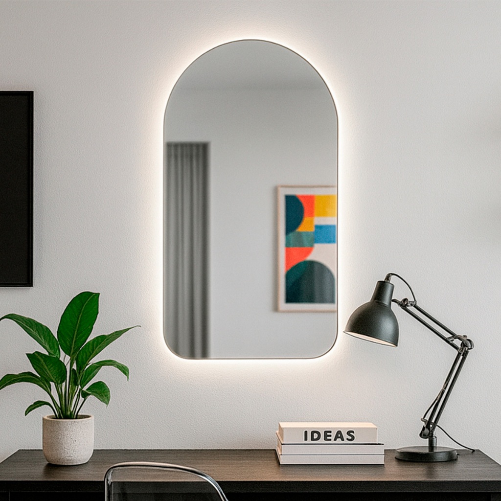 Espelho Decorativo de Parede Orgânico com Led 55x75 para Sala Quarto Banheiro Hall Mod. Capela em Oferta na Shopee