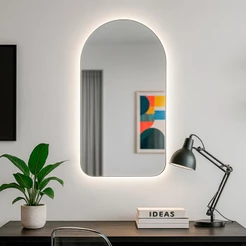 Espelho Decorativo de Parede Orgânico com Led 55x75 para Sala Quarto Banheiro Hall Mod. Capela