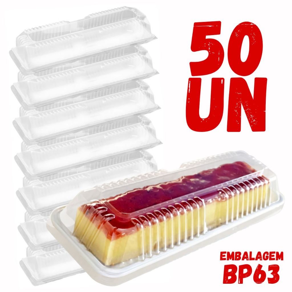 Embalagem Descartavel Bp63 Forma Para Rocambole Bolo Torta Caixa Com 50 Unidades