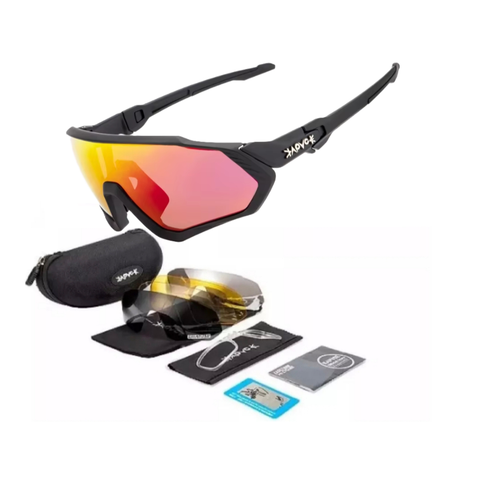 Óculos Ciclismo Preto 05 Lentes Strava Dia E Noite Rockbros e Kapvoe Sycron MTB Speed Bike