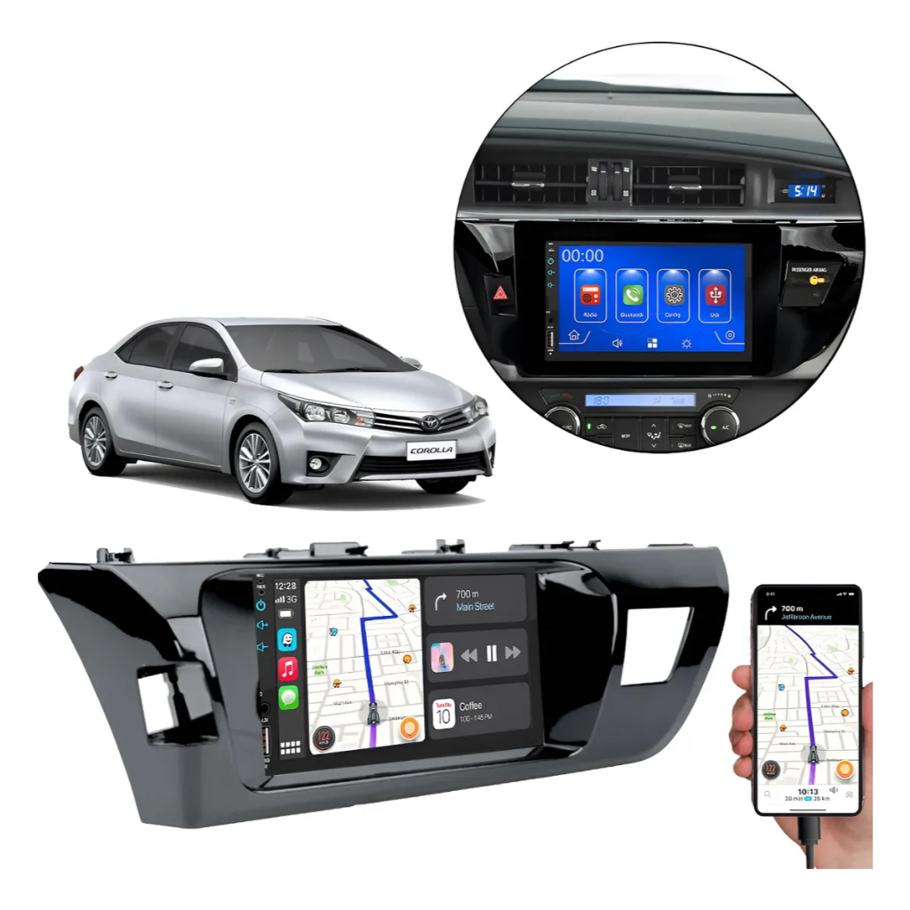 Kit Multimidia 9 Polegadas Toyota Corolla 2015 2016 2017 Android Auto Carplay Mp5 + Moldura