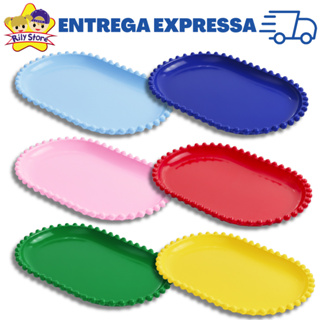 Kit 10 Bandejas Decorativas Pérola Oval 20x13cm –Suporte para Doces, Festas e Eventos em Oferta na Shopee