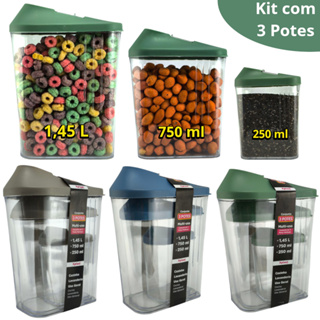 Kit com 3 POTES Acrilico Multi-uso - 1,45 L, 750 ml e 250 ml - Armazenamento de Alimentos em Oferta na Shopee